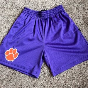 Purple Athletic Shorts with Orange Paw Print